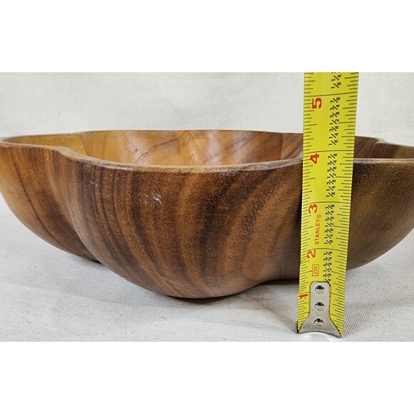 Vintage Monkey Pod Flower-Shaped Salad Bowl Set (Large + 6 Small Bowls) —1970s - Picture 9 of 16